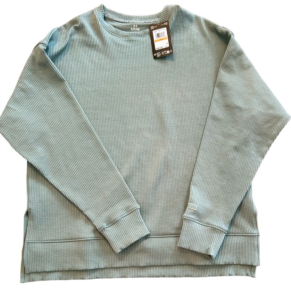 Under Armour Waffle Knit Crewneck Sweatshirt Sage Green NWT Size Small